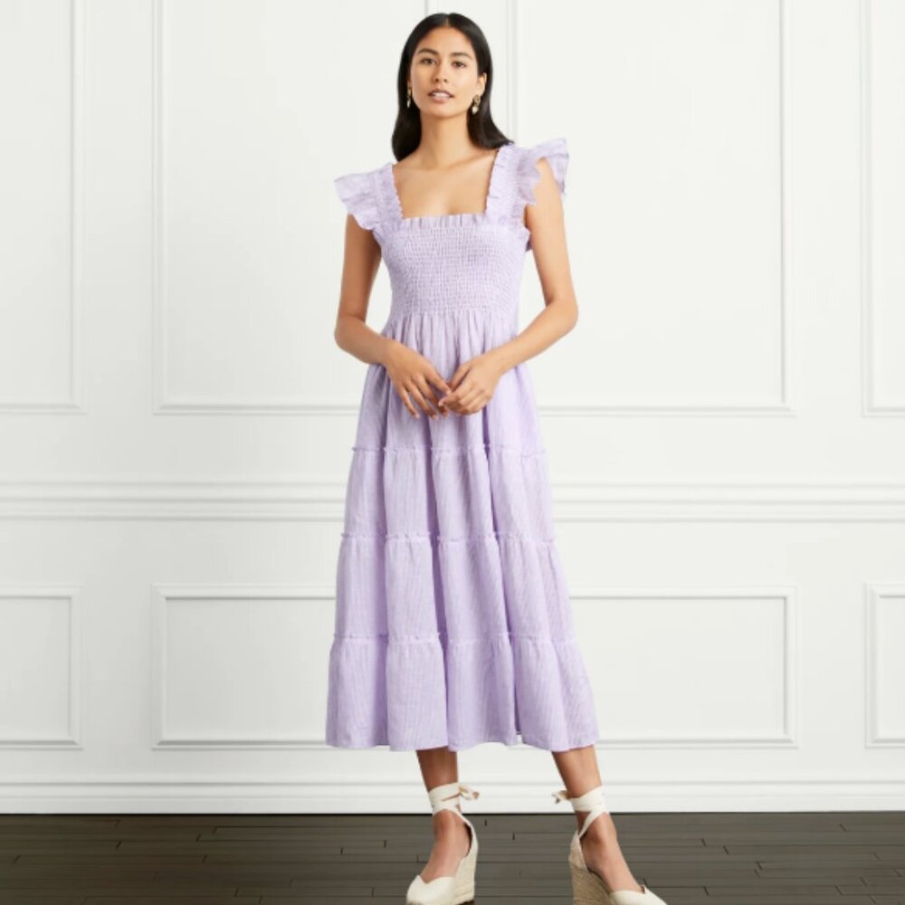 Ellie Nap Dress Lilac Stripe Linen (XXS)